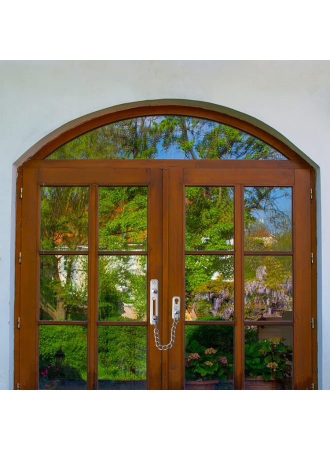 قفل أمان بسلسلة للباب ثقيل التحمل من الستانلس ستيل بلون النيكل المطفي، قفل سلسلة باب مع زر زنبركي مانع للسرقة يُفتح من الداخل فقط، يسمح بفتح الباب جزئيًا للتهوية والمراقبة الآمنة، مقاوم للصدأ، آمن للأطفال وكبار السن، سهل التركيب، مناسب للمنازل والشقق والفنادق والمكاتب - Image 4